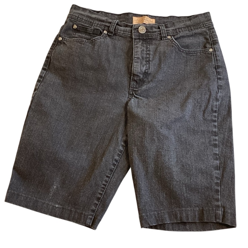 Vintage Y2K 90s Hannah Black Wash‎ High Rise Denim Bermuda Shorts Size 10